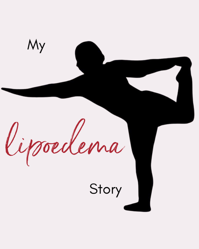 My silhouette in dancer pose with the words my lipoedema story